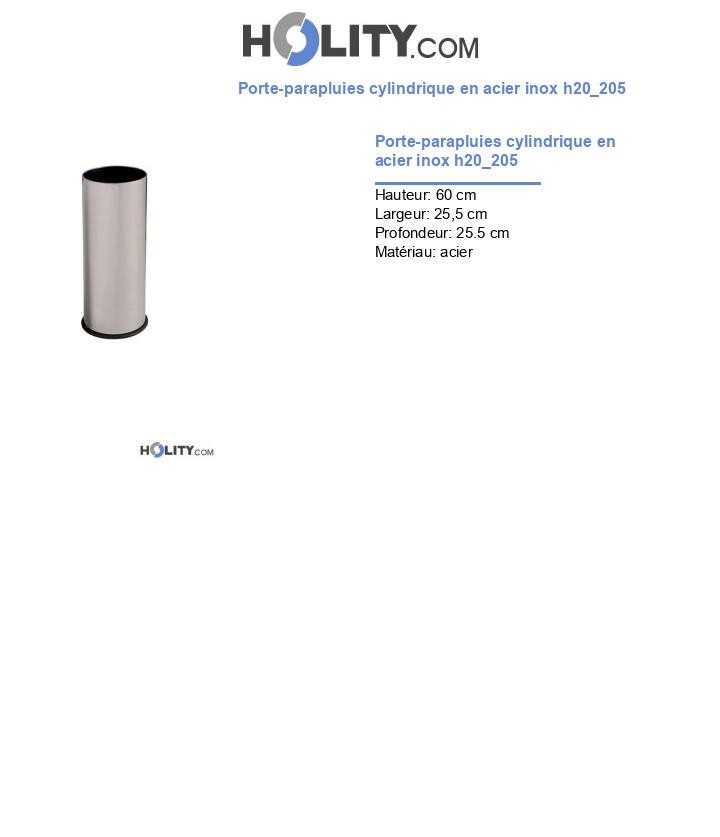Porte-parapluies cylindrique en acier inox h20_205