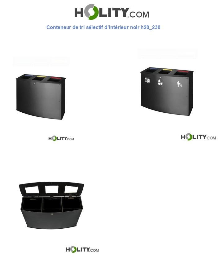 Conteneur de tri sélectif d’intérieur noir h20_230