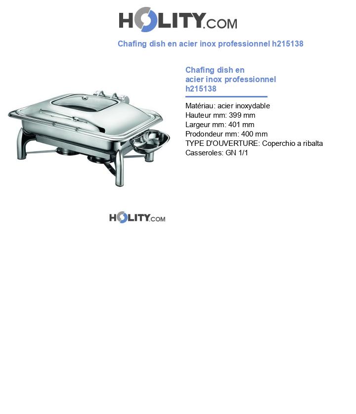 Chafing dish en acier inox professionnel h215138