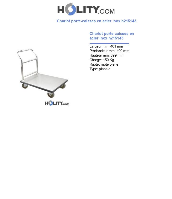 Chariot porte-caisses en acier inox h215143