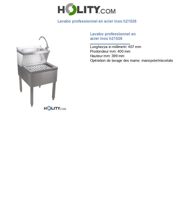 Lavabo professionnel en acier inox h21526