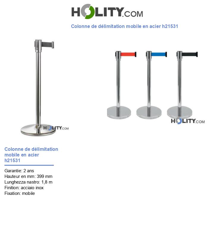 Colonne de délimitation mobile en acier h21531