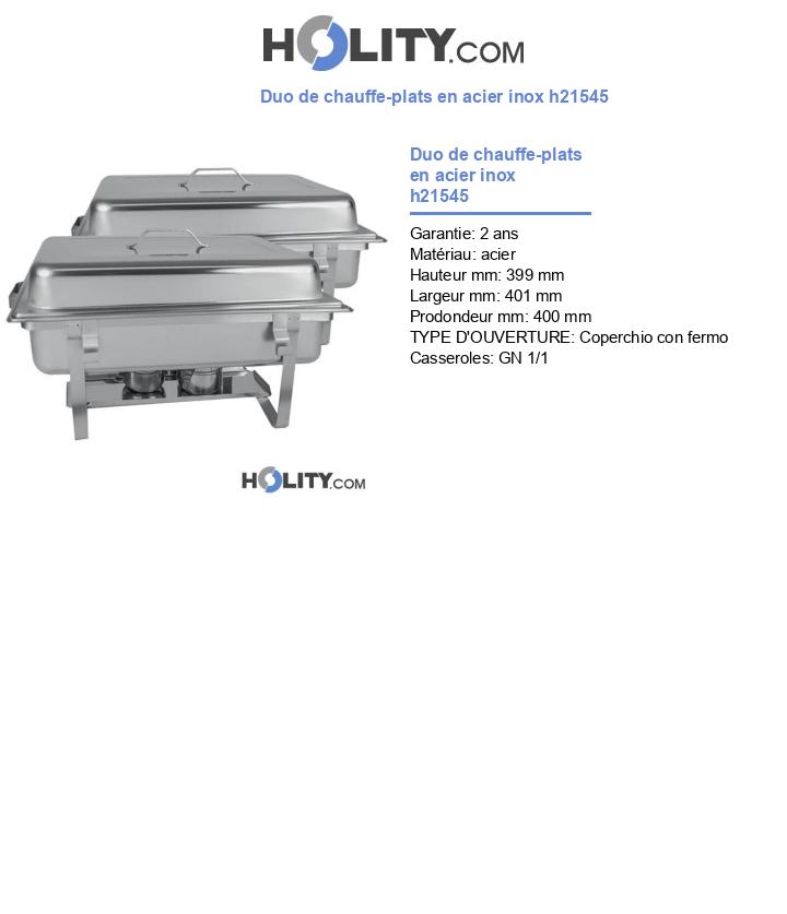 Duo de chauffe-plats en acier inox h21545