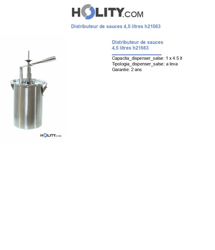 Distributeur de sauces 4,5 litres h21563