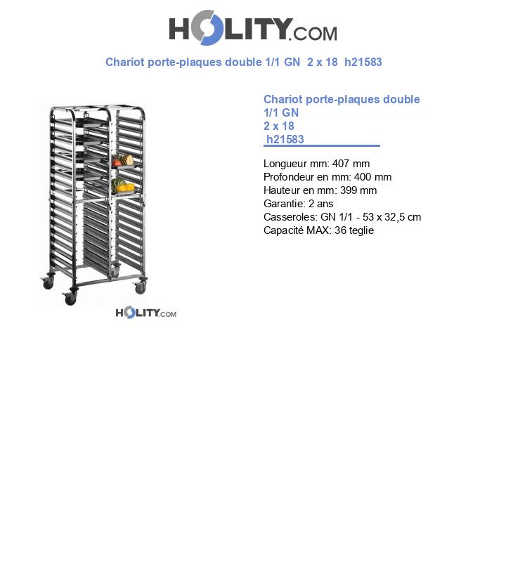 Chariot porte-plaques double 1/1 GN  2 x 18  h21583