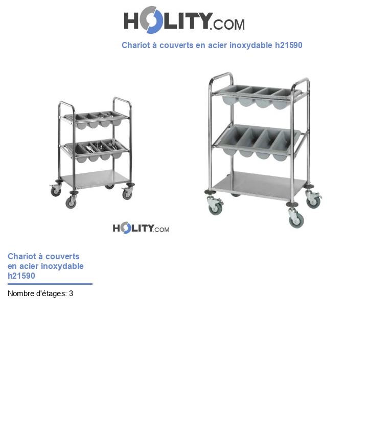 Chariot à couverts en acier inoxydable h21590
