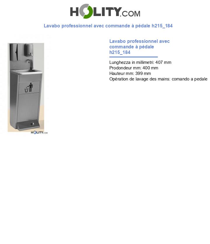 Lavabo professionnel avec commande à pédale h215_184