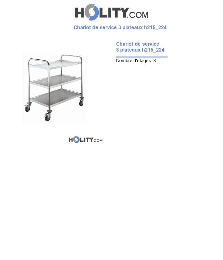 Chariot de service 3 plateaux h215_224