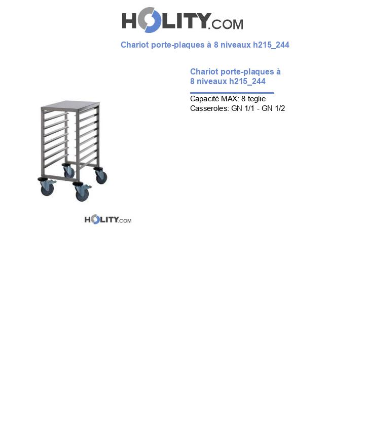 Chariot porte-plaques à 8 niveaux h215_244