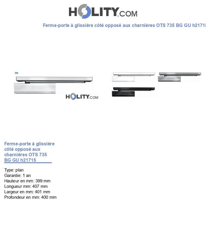 Ferme-porte à glissière côté opposé aux charnières OTS 735 BG GU h21715