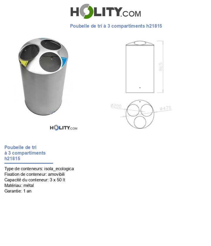 Poubelle de tri à 3 compartiments h21815