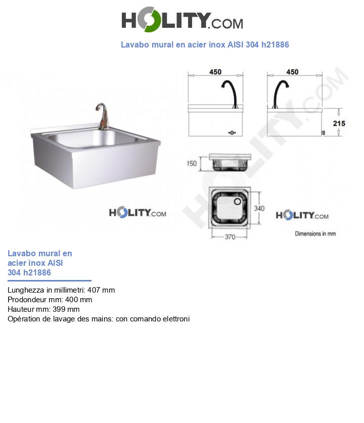 Lavabo mural en acier inox AISI 304 h21886