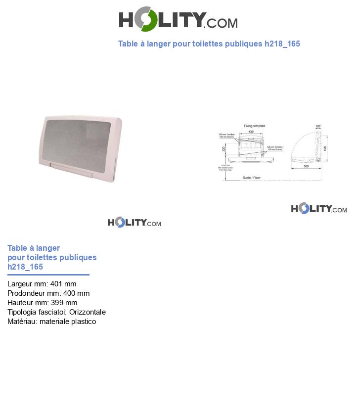 Table à langer pour toilettes publiques h218_165