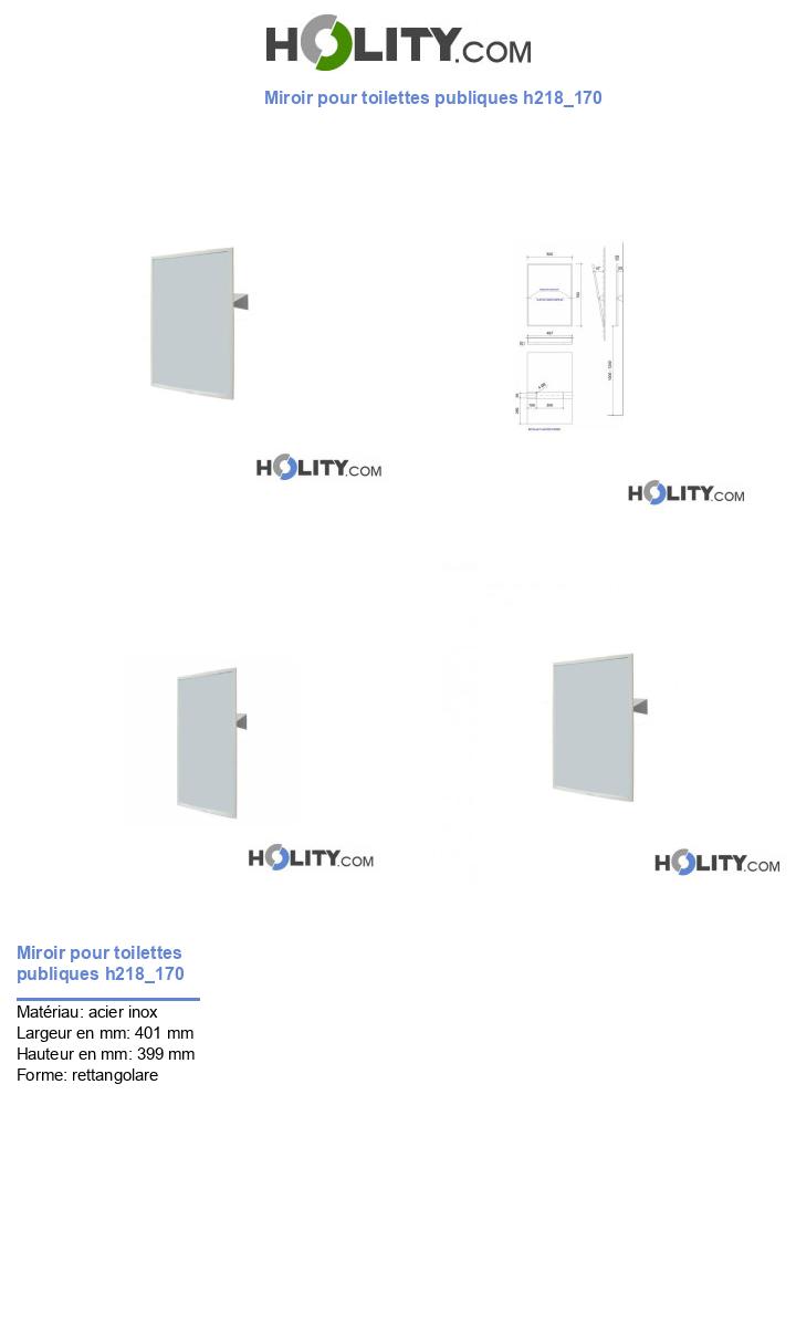 Miroir pour toilettes publiques h218_170