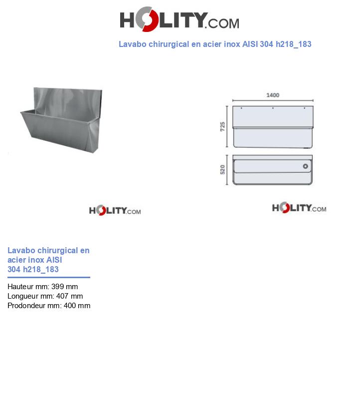 Lavabo chirurgical en acier inox AISI 304 h218_183