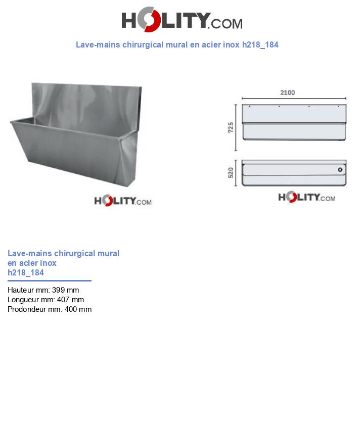 Lave-mains chirurgical mural en acier inox h218_184