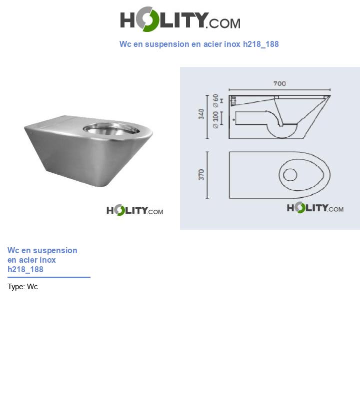 Wc en suspension en acier inox h218_188