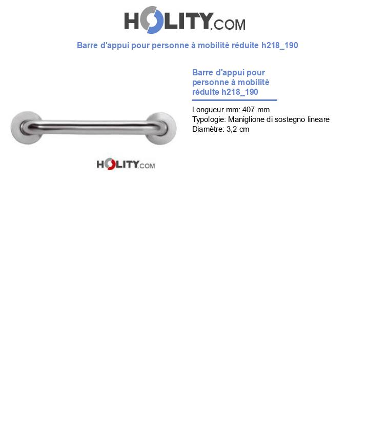 Barre d'appui pour personne à mobilitè réduite h218_190