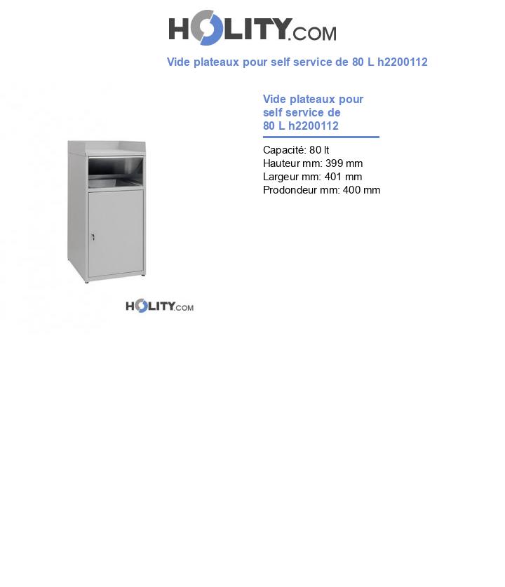 Vide plateaux pour self service de 80 L h2200112