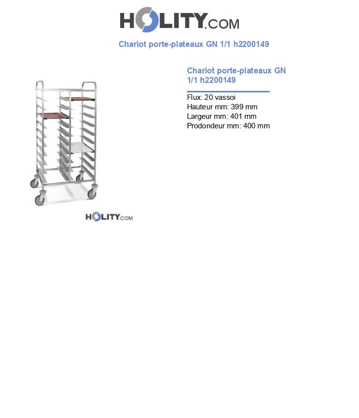Chariot porte-plateaux GN 1/1 h2200149