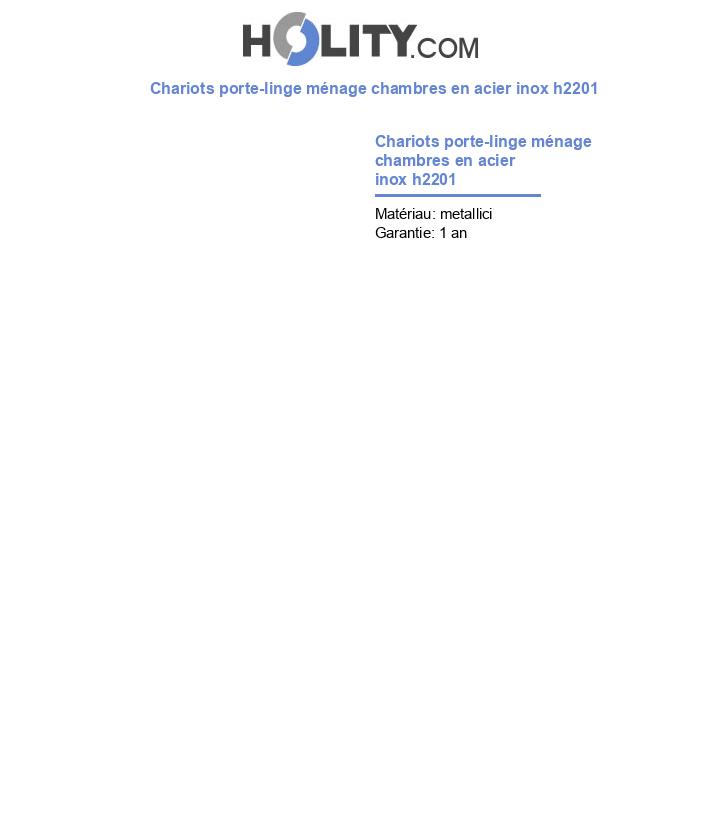 Chariots porte-linge ménage chambres en acier inox h2201