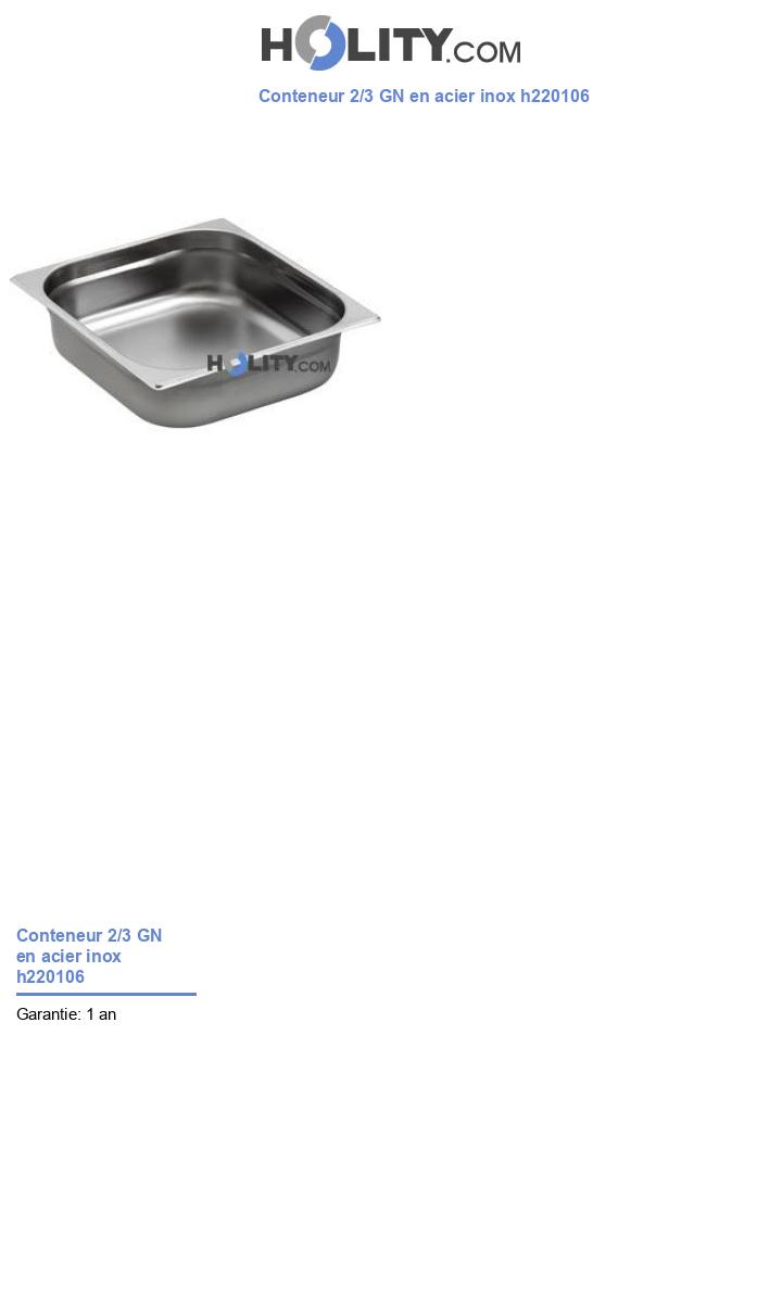 Conteneur 2/3 GN en acier inox h220106