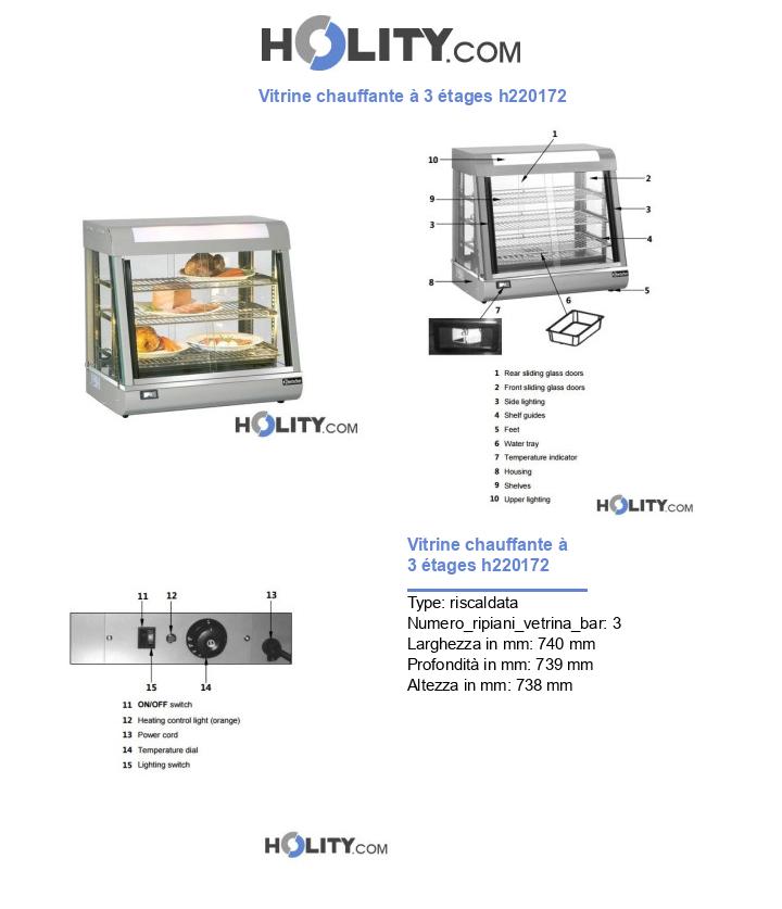 Vitrine chauffante à 3 étages h220172