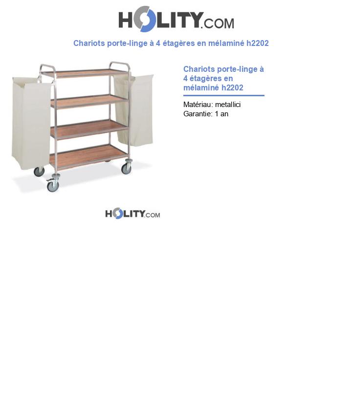 Chariots porte-linge à 4 étagères en mélaminé h2202