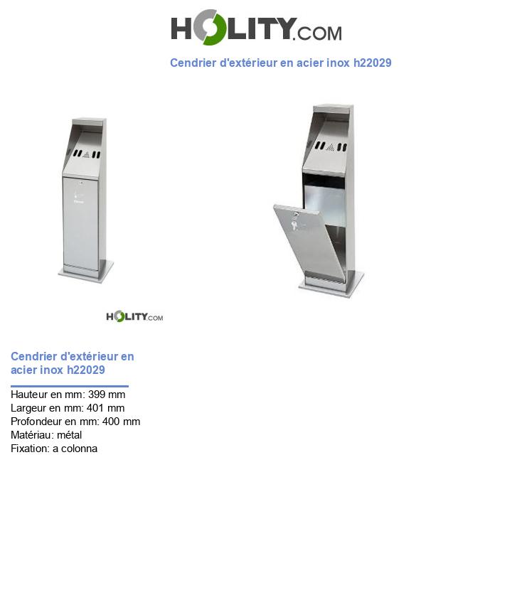 Cendrier d'extérieur en acier inox h22029