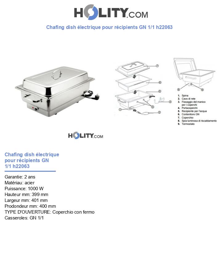 Chafing dish électrique pour récipients GN 1/1 h22063