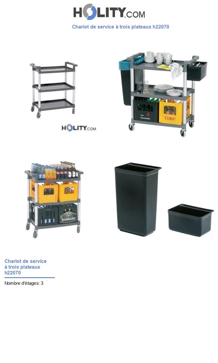 Chariot de service à trois plateaux h22070