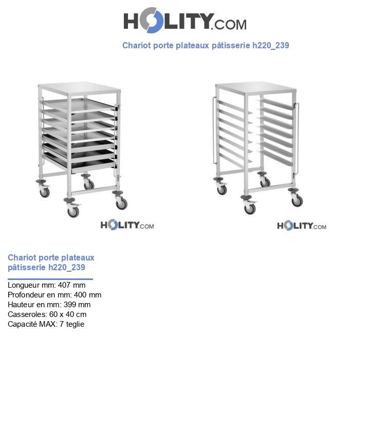 Chariot porte plateaux pâtisserie h220_239
