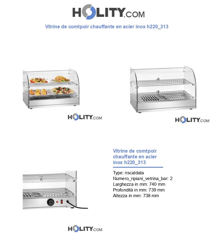 Vitrine de comtpoir chauffante en acier inox h220_313