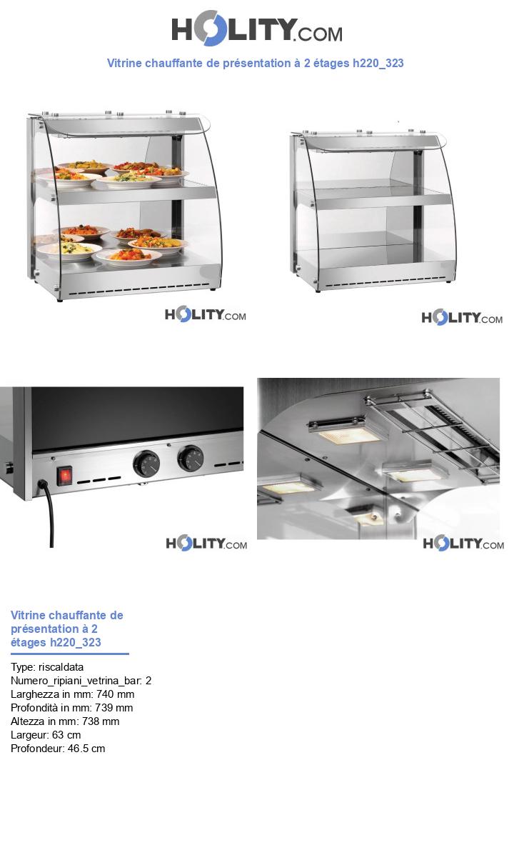 Vitrine chauffante de présentation à 2 étages h220_323