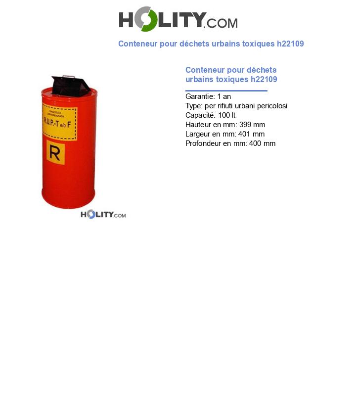 Conteneur pour déchets urbains toxiques h22109