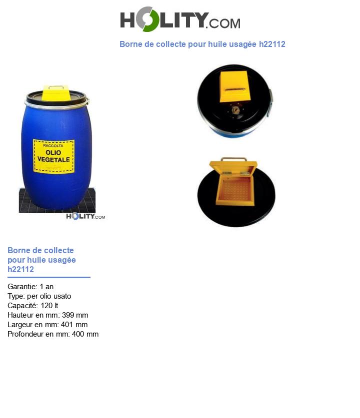 Borne de collecte pour huile usagée h22112