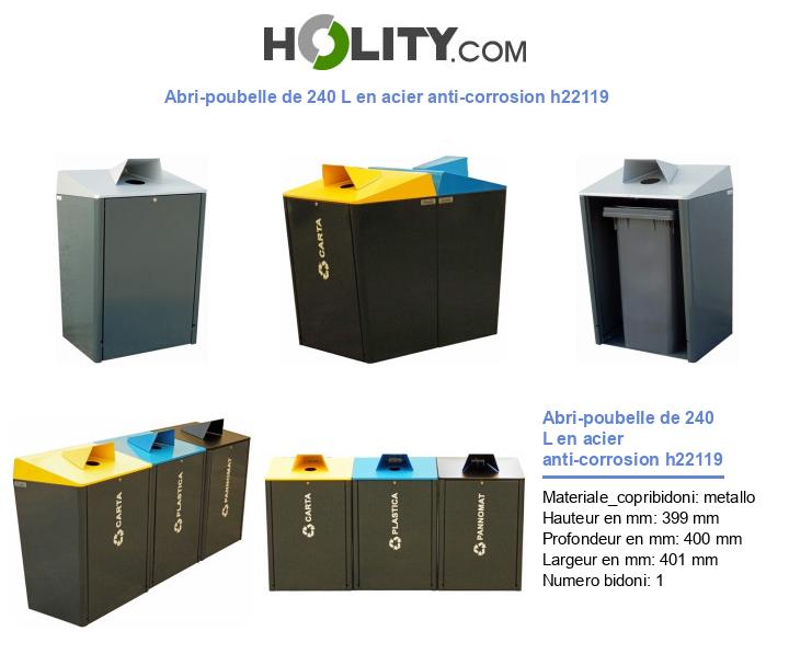 Abri-poubelle de 240 L en acier anti-corrosion h22119