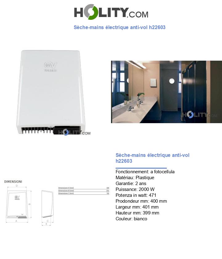 Sèche-mains électrique anti-vol h22603