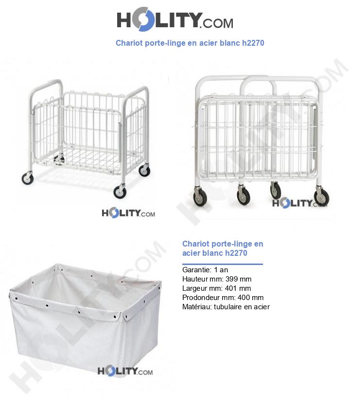 Chariot porte-linge en acier blanc h2270