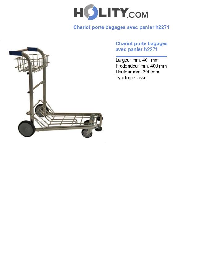 Chariot porte bagages avec panier h2271