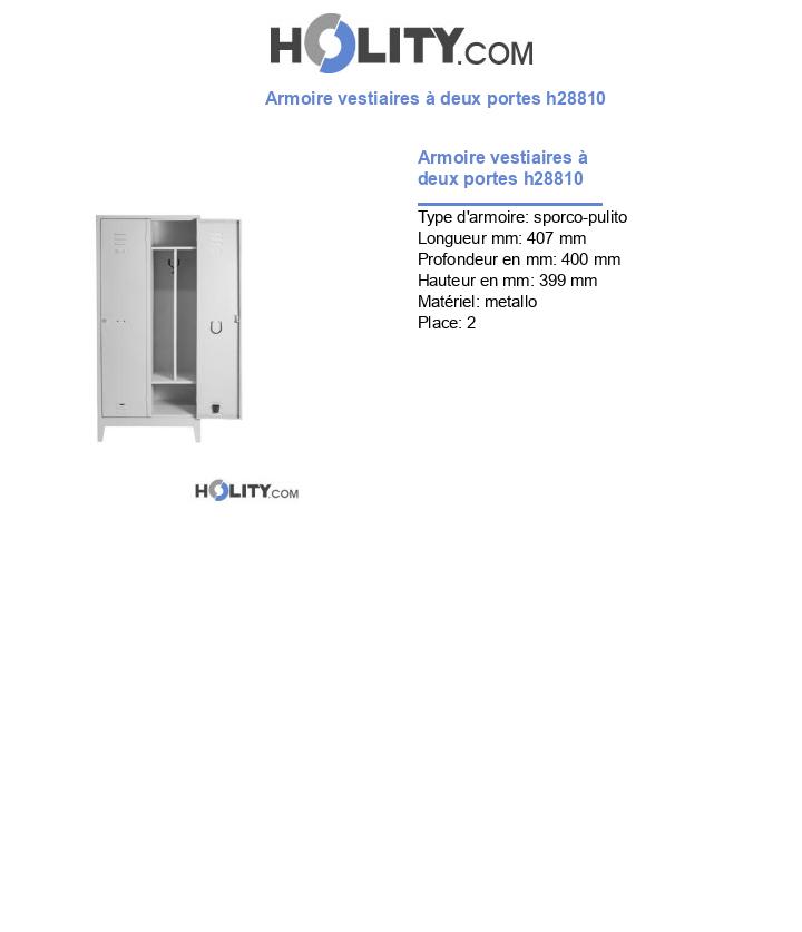 Armoire vestiaires à deux portes h28810