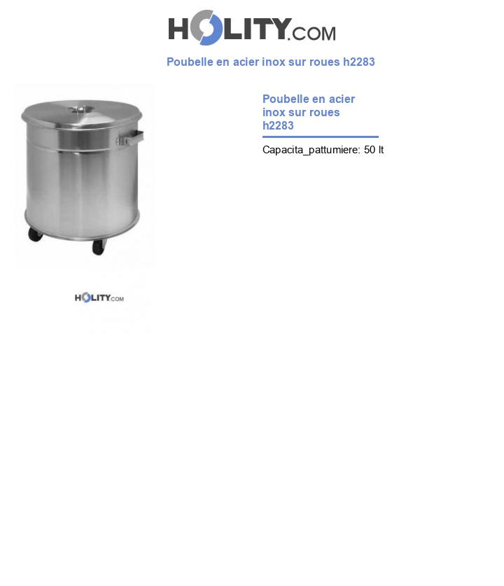 Poubelle en acier inox sur roues h2283