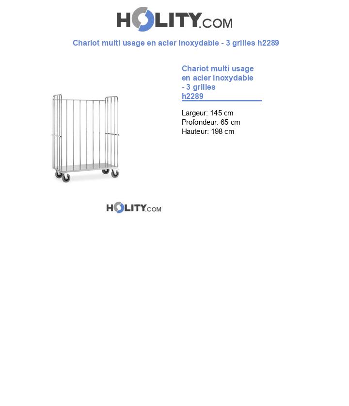 Chariot multi usage en acier inoxydable - 3 grilles h2289