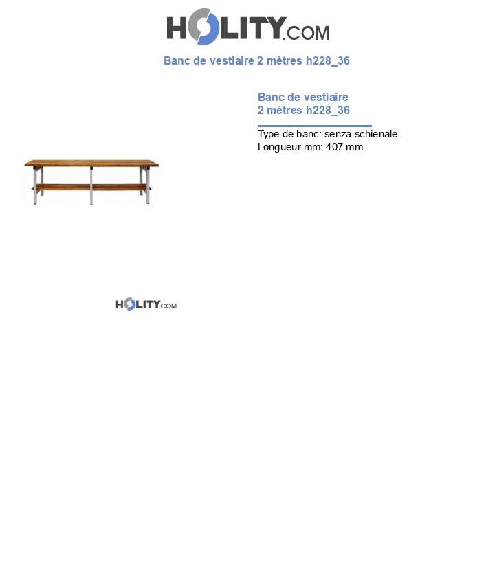 Banc de vestiaire 2 mètres h228_36