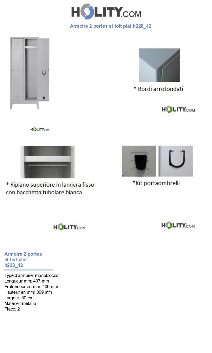 Armoire 2 portes et toit plat h228_42