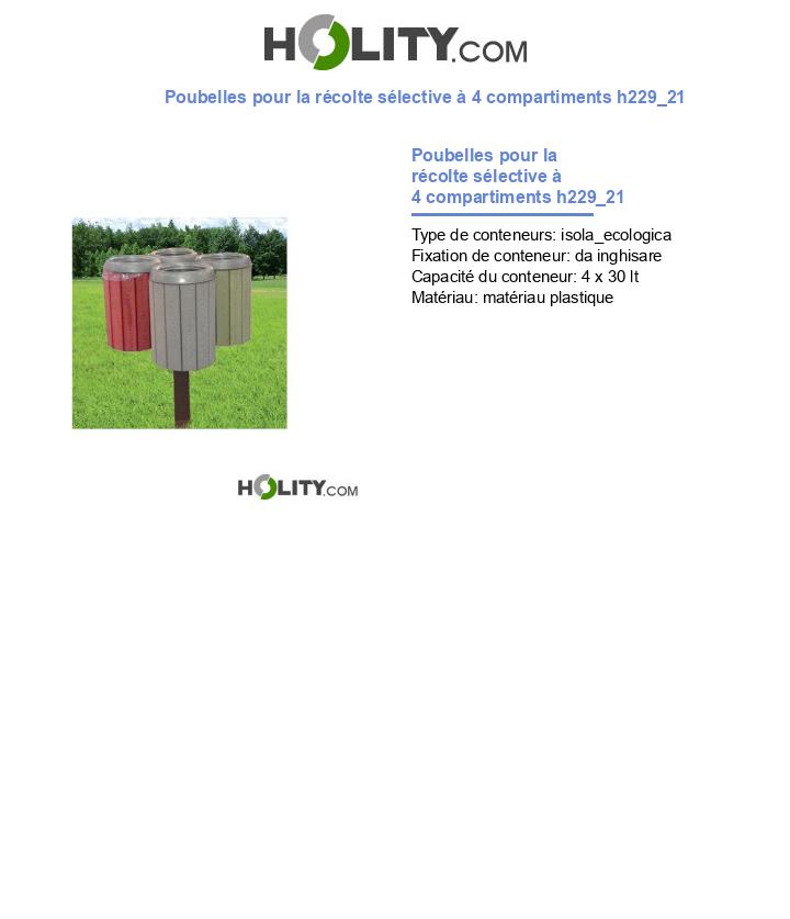 Poubelles pour la récolte sélective à 4 compartiments h229_21