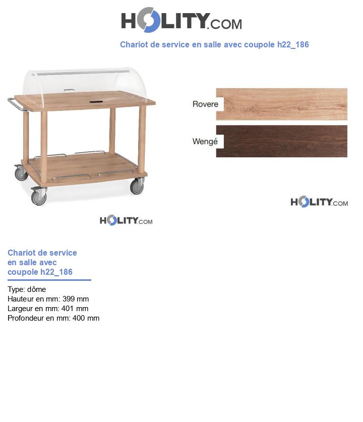 Chariot de service en bois - 2 étages avec présentoir h22_186