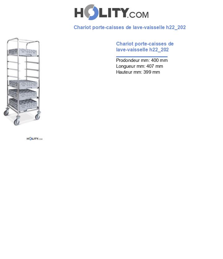 Chariot porte-caisses de lave-vaisselle h22_202