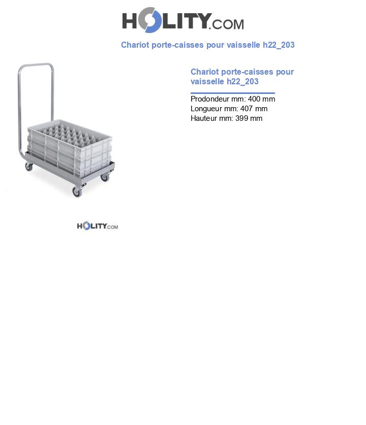 Chariot porte-caisses pour vaisselle h22_203