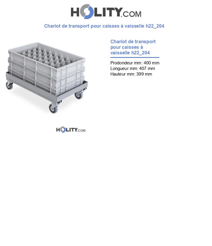 Chariot de transport pour caisses à vaisselle h22_204